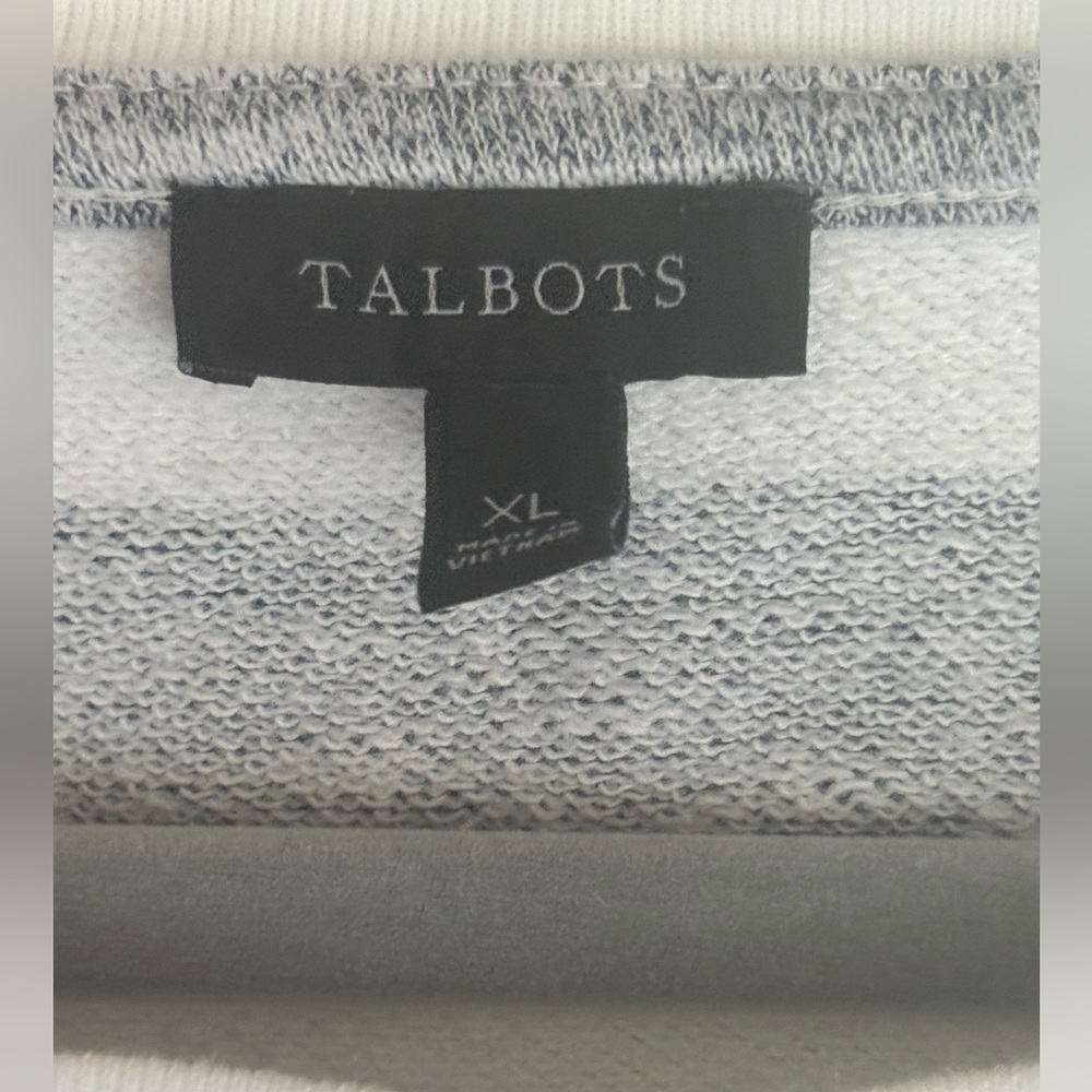 Talbots Women's Gray and White Striped Sweatshirt - Picture 5 of 6